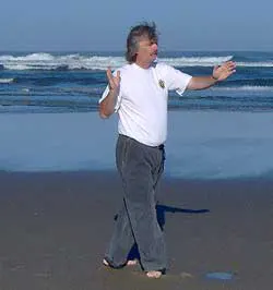 Dave doing Tai Chi on beach